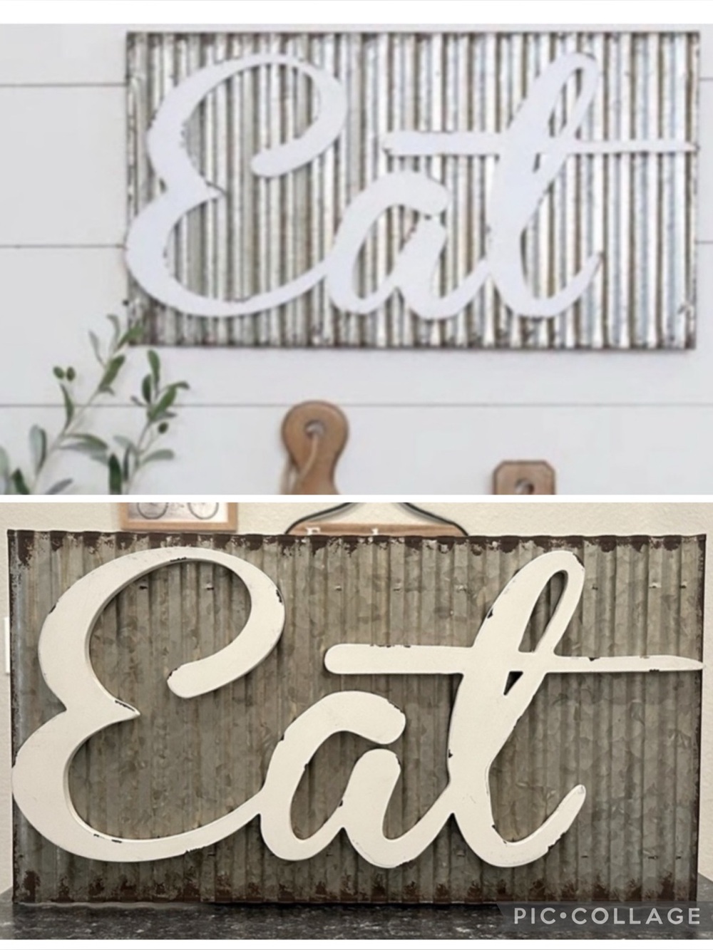 New! Rustic Corrugated Metal “Eat” Sign Wall Hanging Decor